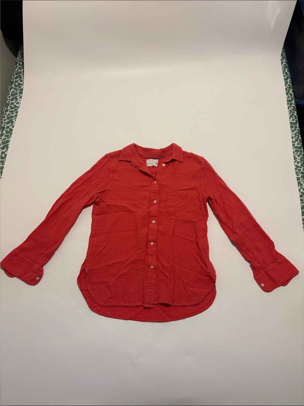 J. Crew Red Long-Sleeve Button-Down Shirt